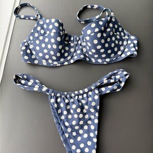 Aerie Blue and White Bikini Set